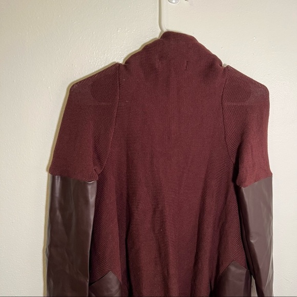 Blank NYC Faux Leather Trim High Low Cardigan Permanent Marker - Picture 10 of 12